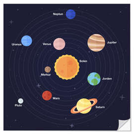 Självhäftande poster Solar system (danish)