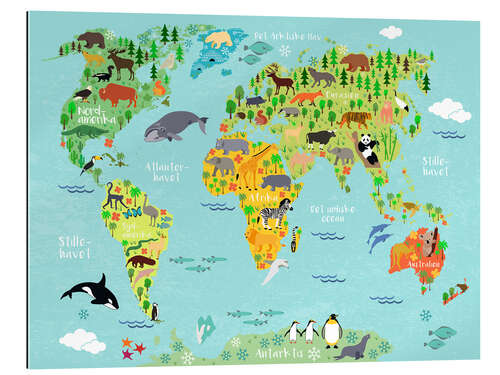 Gallery print World Map of Animals (Danish)