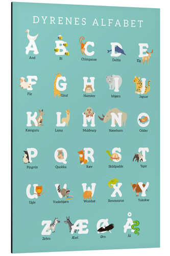 Aluminium print Animal Alphabet (Danish)