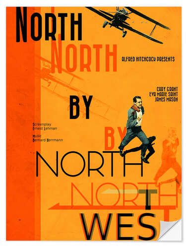 Selvklebende plakat North by Northwest (Med hjertet i halsen)