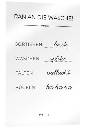 Acrylic print Laundry schedule (German)