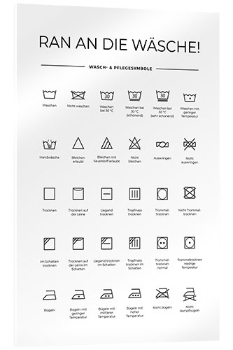 Acrylic print Washing and Care Symbols (German)