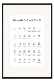 Gerahmter Kunstdruck Wasch- &amp; Pflegesymbole