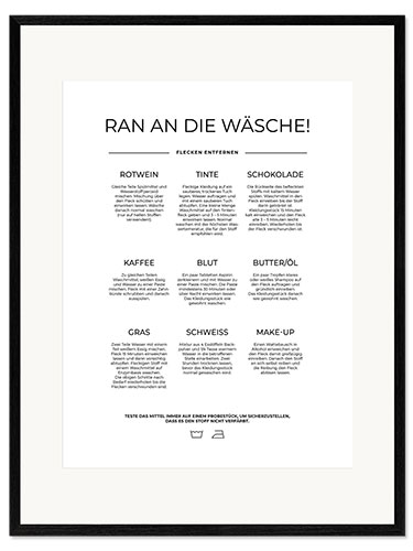 Framed art print Stain removal (German)