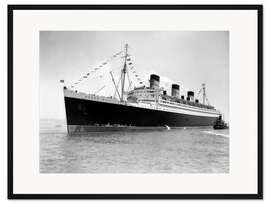 Gerahmter Kunstdruck Jungfernfahrt der Queen Mary