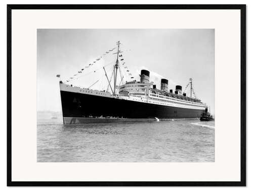 Impression artistique encadrée Premier voyage du Queen Mary