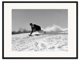 Gerahmter Kunstdruck Skifahrer auf der Abfahrt