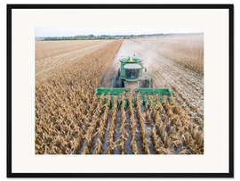Gerahmter Kunstdruck Mähdrescher bei der Ernte