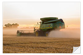 Selvklebende plakat Combine harvesting wheat