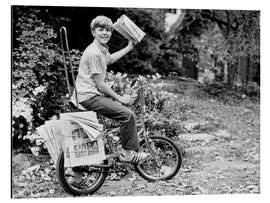 Aluminium print Paperboy on the bike