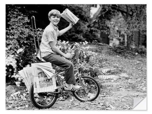 Selvklebende plakat Newsboy on the bike