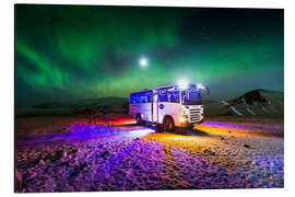 Magnettafel Nordlicht über einem Bus