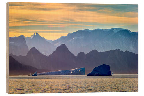 Obraz na drewnie Icebergs at Scoresbysund, Greenland