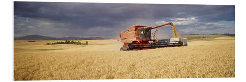 PVC print Combine harvester on a field at Palouse