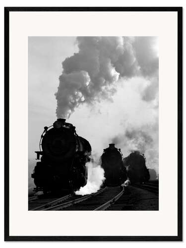 Plakat artystyczny premium w ramie Three steam engines