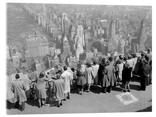 Acrylic print Tourists on the Comcast Building, New York