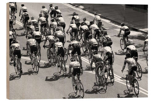 Wood print NRC cyclists in Ojai, California