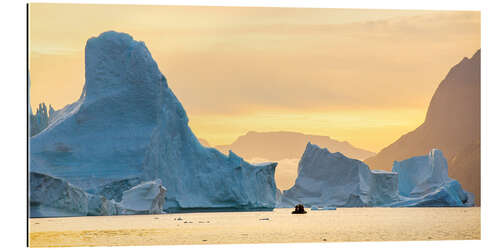 Tableau en plexi-alu Icebergs au Scoresby Sund, Groenland