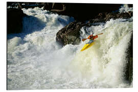 Aluminium print Kayaking in fast water