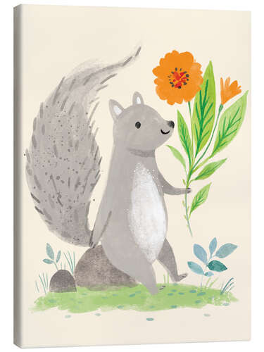 Canvas print Squirrel with flowers