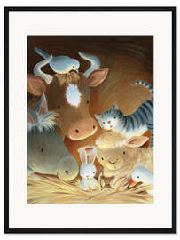 Gerahmter Kunstdruck Die Krippe im Stall