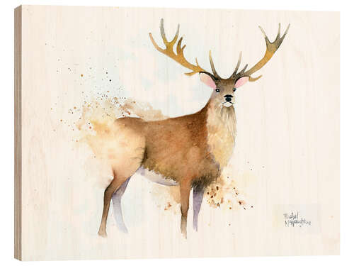 Quadro de madeira Deer with golden antlers