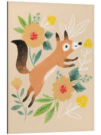 Aluminium print Fox with flowers