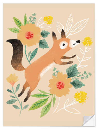 Wall sticker Fox with flowers