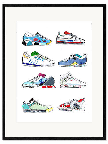 Framed art print Eight sneakers