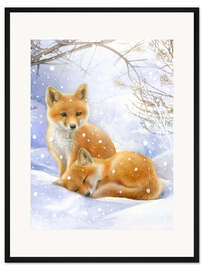Gerahmter Kunstdruck Kleine Füchse