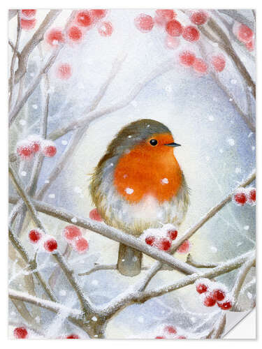 Selvklebende plakat Little robin