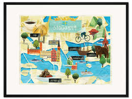 Gerahmter Kunstdruck Stadtplan Stockholm