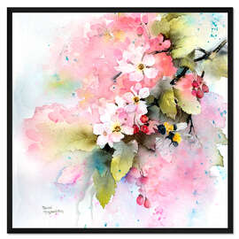 Gerahmter Kunstdruck Kirschblüten mit Biene