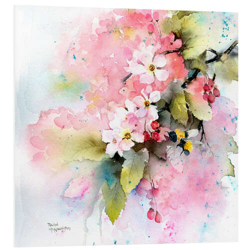 Foam board print Cherry blossoms with bee