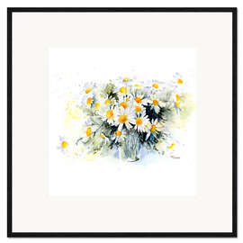 Inramat konsttryck Chamomile bouquet