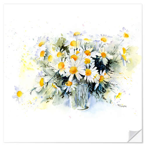 Selvklebende plakat Chamomile bouquet