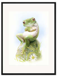 Gerahmter Kunstdruck Frosch, wartend