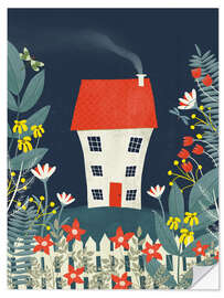 Självhäftande poster House in nature