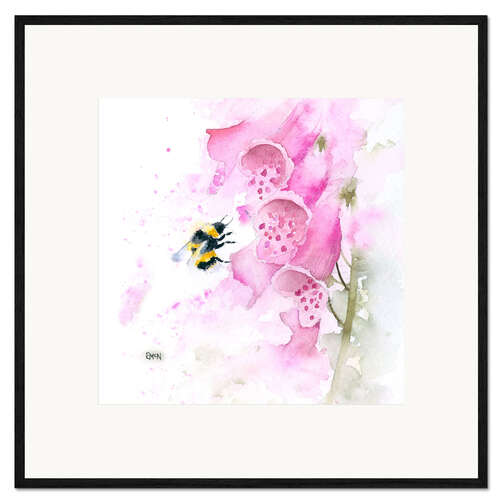 Ingelijste kunstdruk Bumblebee on foxglove