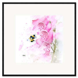 Framed art print Bumblebee on foxglove