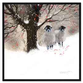 Gerahmter Kunstdruck Winterschafe