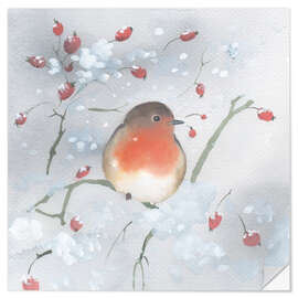 Muursticker Robins in winter