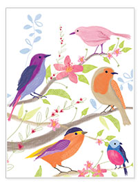 Wall print  Colorful birds - Sophie Hanton