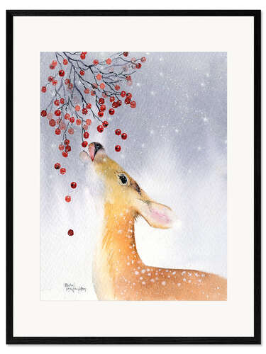 Gerahmter Kunstdruck Reh im Winter