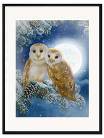 Gerahmter Kunstdruck Schneeeulenpaar
