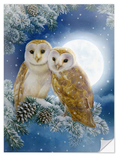 Naklejka na ścianę Snow owl couple