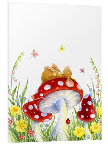 Foam board print Mouse on a fly agaric