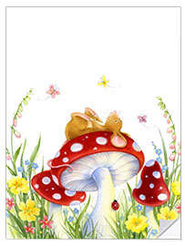 Wall sticker Mouse on a fly agaric