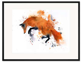 Gerahmter Kunstdruck Fuchs auf dem Sprung