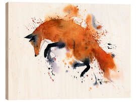 Quadro de madeira Fox em movimento